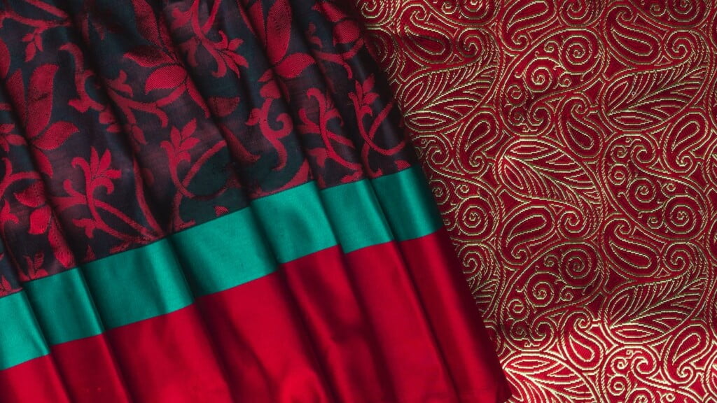 Red Fabric with Design